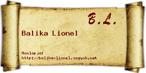 Balika Lionel névjegykártya